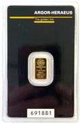 Argor Heraeus 1 gram .9999 Fine Gold Single Assay Card