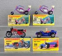 Group of 4 Matchbox No. 38, 18 and 47 Die-Cast Motorcycles and Car