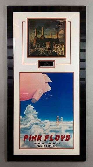Pink Floyd Framed Oakland Coliseum Poster and Signed 1977 Animals Vinyl ...
