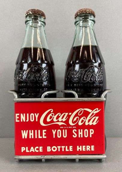 Vintage Coca-Cola Shopping Cart Advertising Bottle Holder