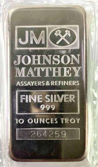Johnson Matthey 10 oz .999 Fine Silver Bar