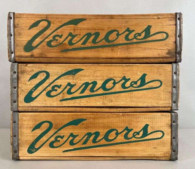 Group of 3 Vernors Ginger Ale Wood Advertising Crates