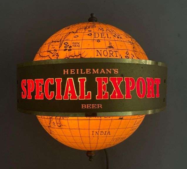 Vintage Special Export Beer Rotating Globe Light-Up Advertising Sign