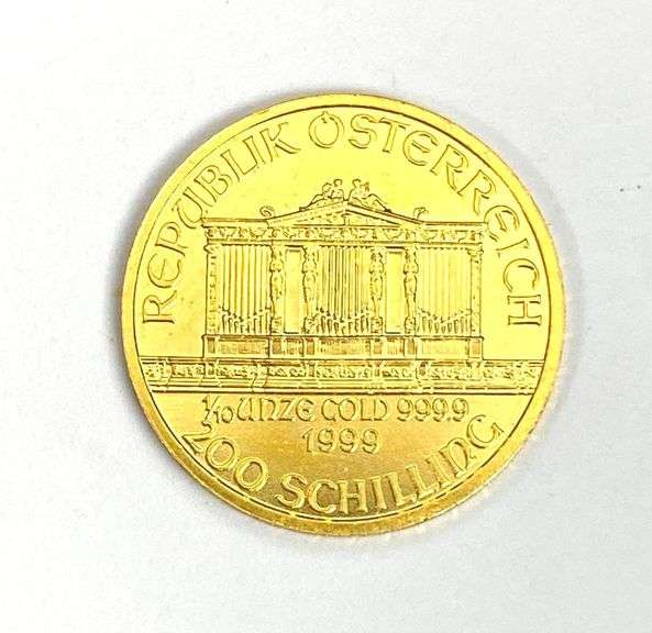 1999 Republik Osterreich 200 Schilling Philharmonic 1/10oz .999 Fine Gold Coin