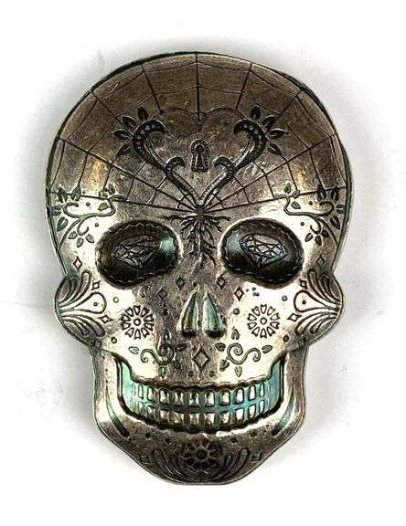 Monarch Precious Metal Sugar Skull 10 oz .999 Fine Silver Ingot/ Bar