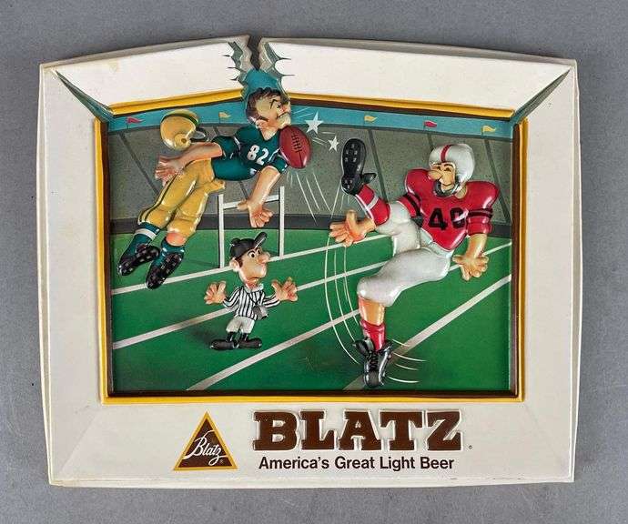 1975 Blatz Light Beer Football Vacuuform Advertising Sign