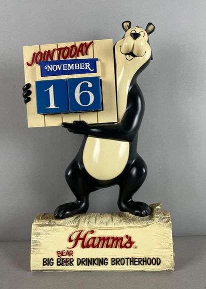 Vintage Hamm's Beer Bear Plastic Advertising Calendar Statue