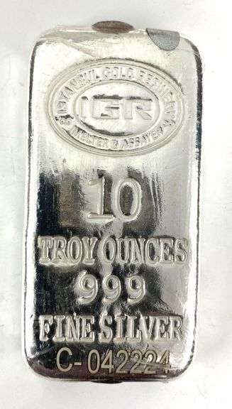Istanbul Gold Refinery 10 oz .999 Fine Silver Ingot/ Bar