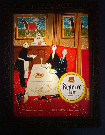 Peter Sign Peter Hand Reserve Beer Light Up Advertising Gilt Sign - Matthew ...