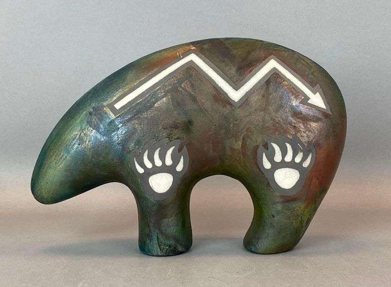 Raku Studio Fetish Bear Art Pottery Figurine