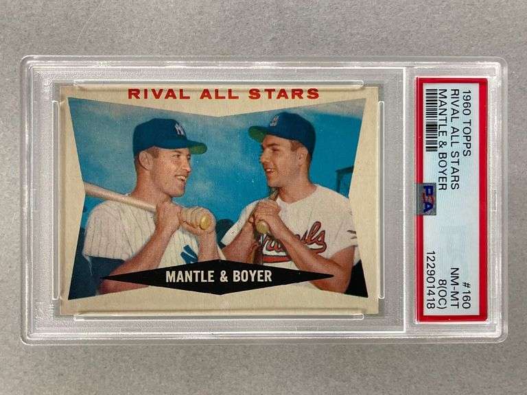 1960 Topps Rival All-Stars Mantle/ Boyer #160 PSA 8 O/C