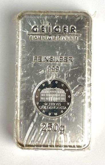 Geiger Edelmetalle Schloss Guldengossa 250 Grams .999 Fine Silver Ingot/ Bar