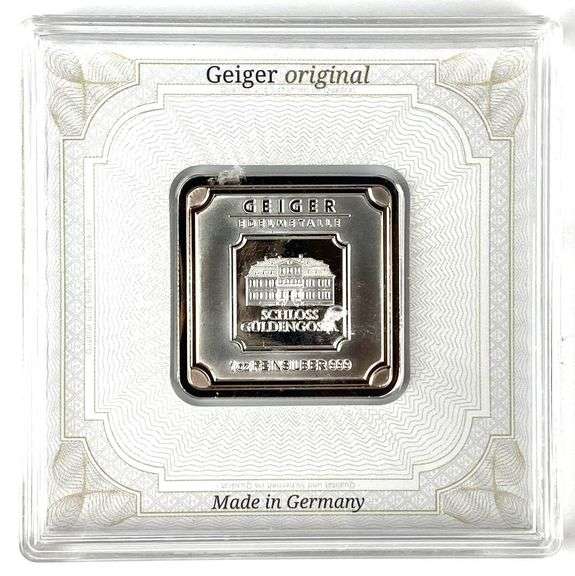 Geiger Edelmetalle Schloss Guldengossa 1 oz .999 Fine Silver Ingot/ Bar
