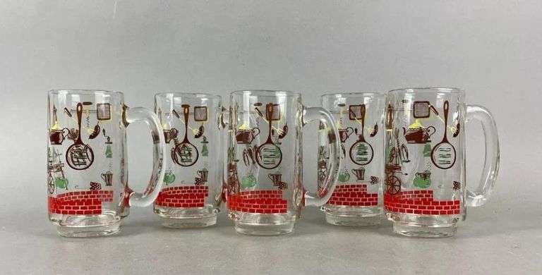 Group of 5 Vintage Hazel-Atlas Beer Mugs