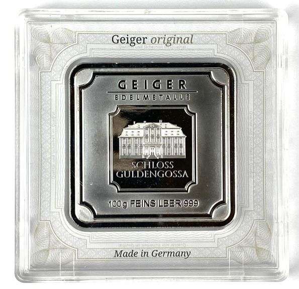 Geiger Edelmetalle Schloss Guldengossa 100 Grams .999 Fine Silver Ingot/ Bar