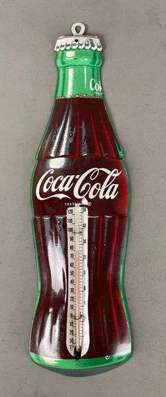 Vintage Coca-Cola Bottle Metal Advertising Thermometer