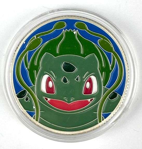 Colorized Pokemon Bulbasaur 1 oz .999 Silver Round