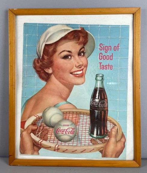 Vintage Coca-Cola Tennis Paper Advertising Sign