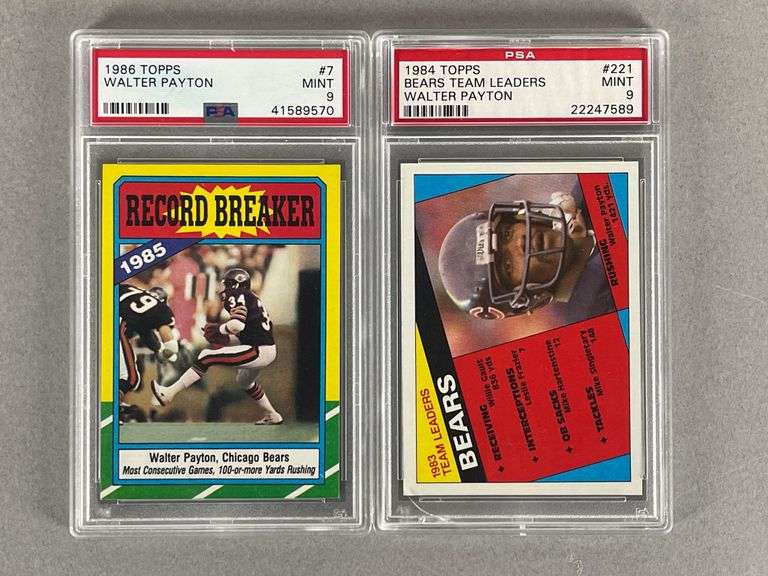 1984 and 86 Topps Walter Payton PSA 9s