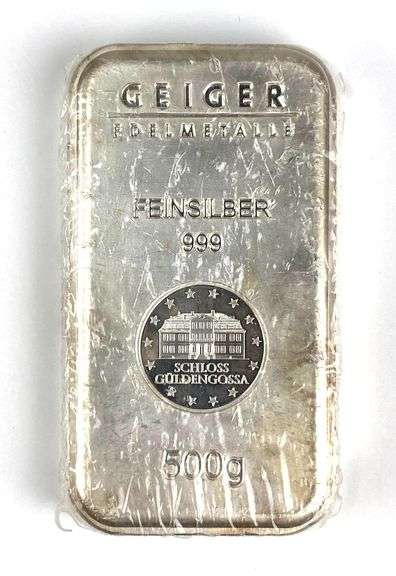 Geiger Edelmetalle Schloss Guldengossa 500 Grams .999 Fine Silver Ingot/ Bar