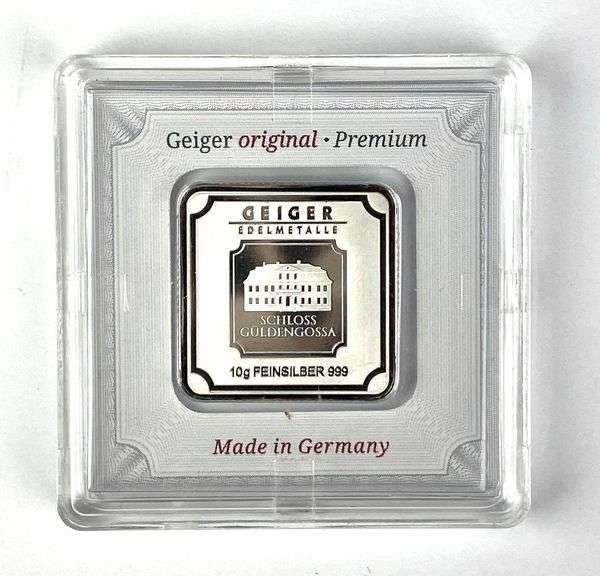Geiger Edelmetalle Schloss Guldengossa 10 Gram .999 Fine Silver Ingot/ Bar