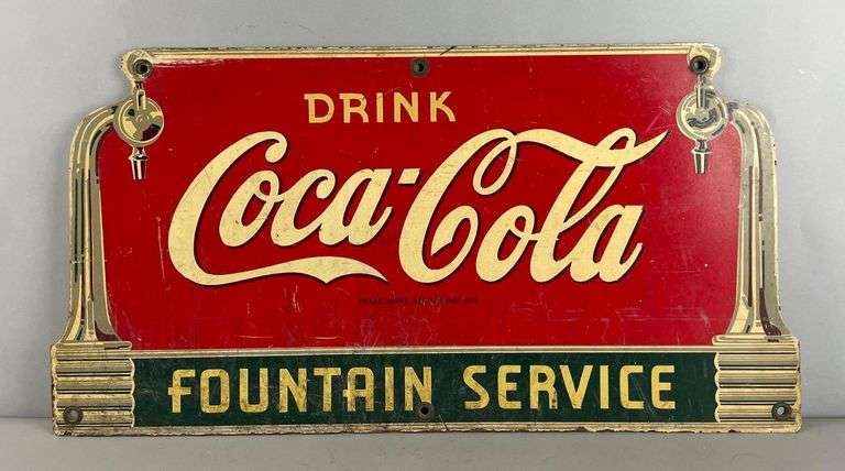 Vintage Coca-Cola Fountain Service Pressboard Advertising Sign