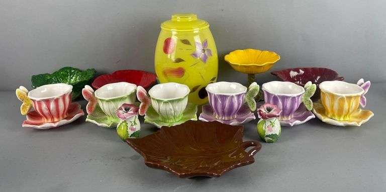 Group of Floral Pottery Dishes and More - Matthew Bullock Auctioneers
