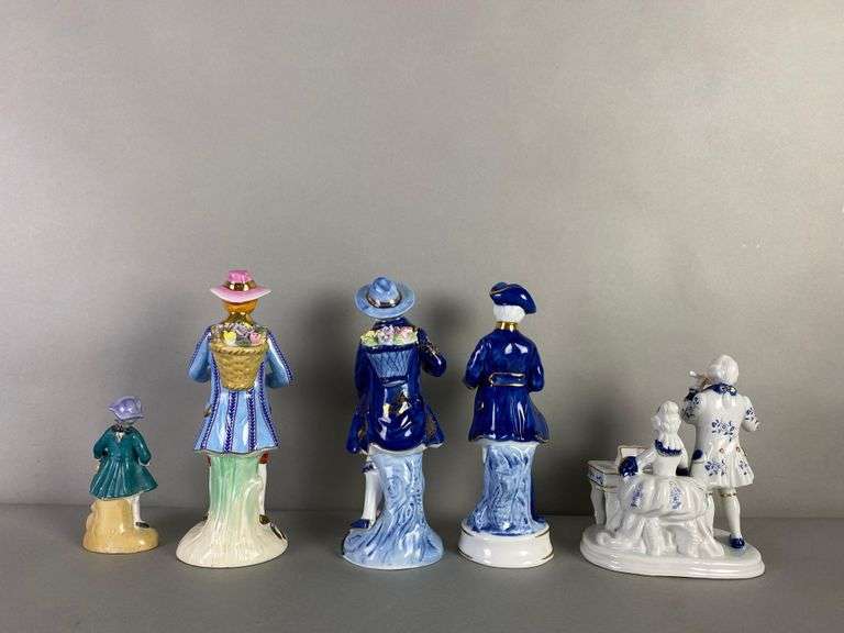 Group of 5 Porcelain Hand Painted Figurines - Matthew Bullock Auctioneers