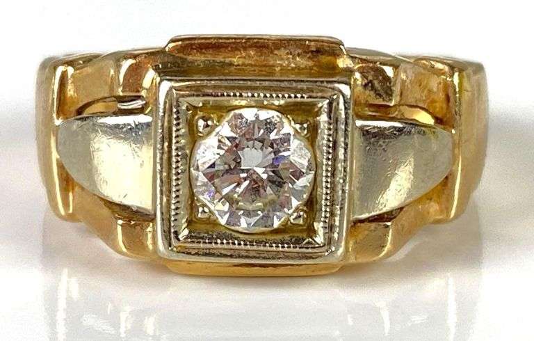 14K Gold Diamond Mens Ring - Matthew Bullock Auctioneers