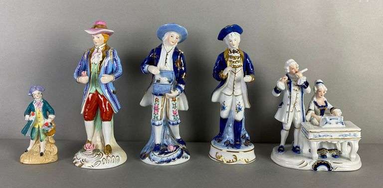 Group of 5 Porcelain Hand Painted Figurines - Matthew Bullock Auctioneers