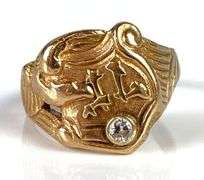 10K Gold Diamond Mens Signet Ring - Matthew Bullock Auctioneers