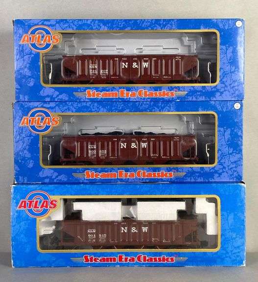 Group of 3 Atlas O Scale N and W Train Hopper Cars Matthew Bullock