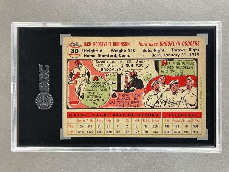 1956 Topps Jackie Robinson White Back SGC 5 - Matthew Bullock Auctioneers