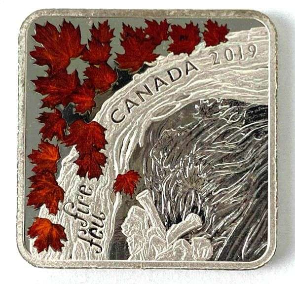 2019 Canada Colorized The Elements Fire $3 .999 Fine Silver Coin
