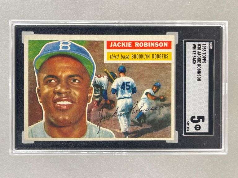 1956 Topps Jackie Robinson White Back SGC 5 - Matthew Bullock Auctioneers