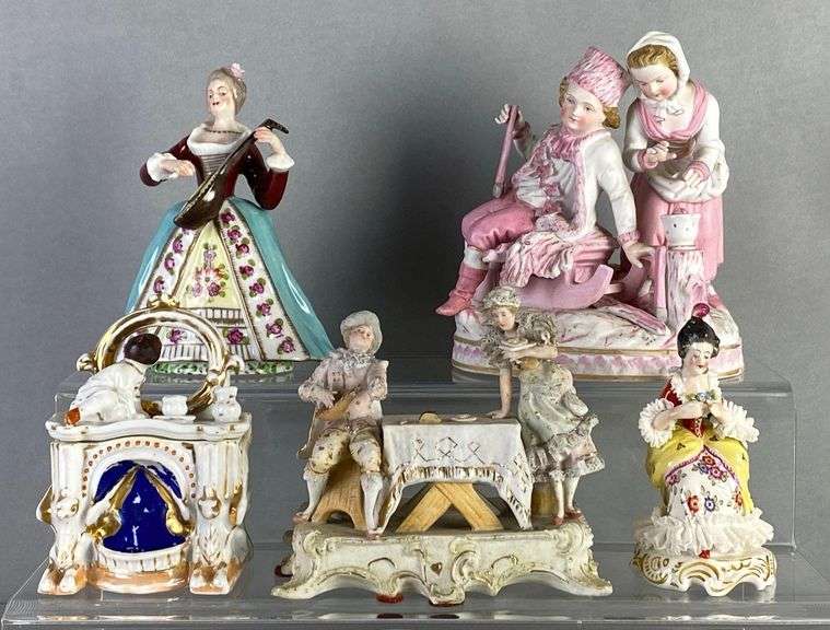 Group of 5 Antique Hand Painted Porcelain Figurines - Matthew Bullock ...