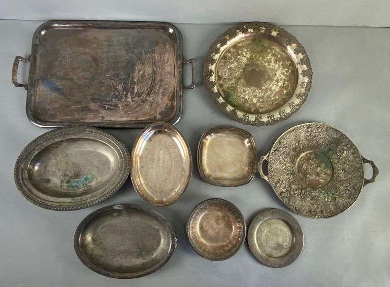 Group of Silver Plate Serving Trays and Plates - Matthew Bullock ...