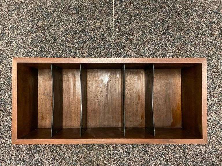 MCM Divided Wall Mounted Wood Record Cabinet