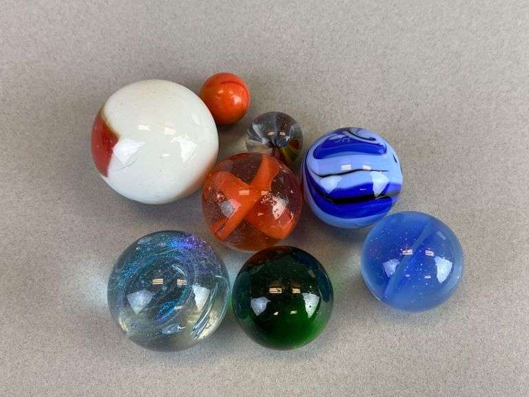 Group of 8 Contemporary Art Glass Marbles