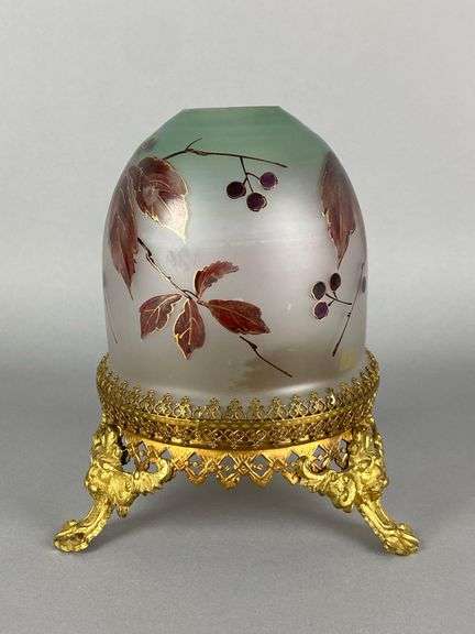 Antique Hand Painted Gilt Footed Fairy Lamp