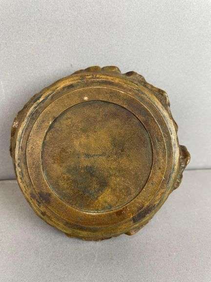 Antique Art Nouveau Bronze Viking Ships Ink Well
