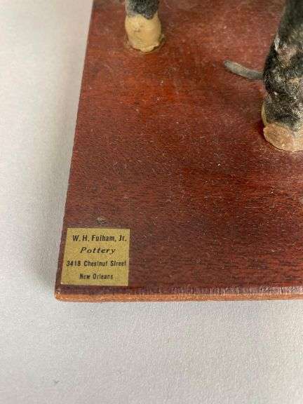 Vintage W.H. Fulham Jr. Pottery Man with Horse Sculpture