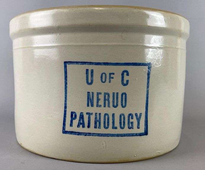 Antique Redwing Stoneware 20 Pound Advertising U of C Neruo Pathology Butter Crock
