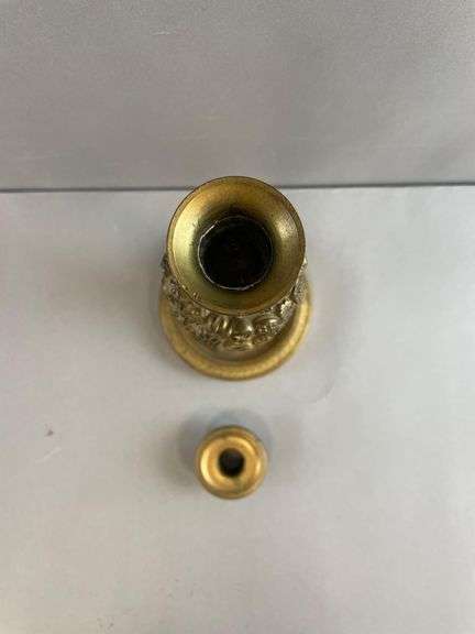 Antique Brass Floral Candlestick