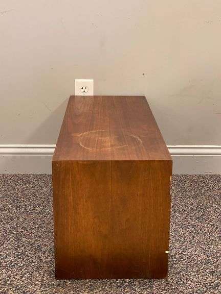 MCM Divided Wall Mounted Wood Record Cabinet