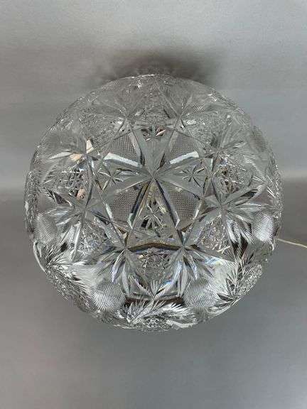 Antique American Brilliant Cut Glass Lamp with Crystals