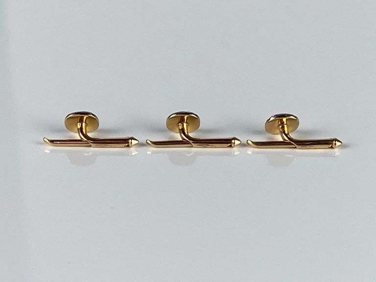 Group of 3 14K Gold Onyx Cufflinks