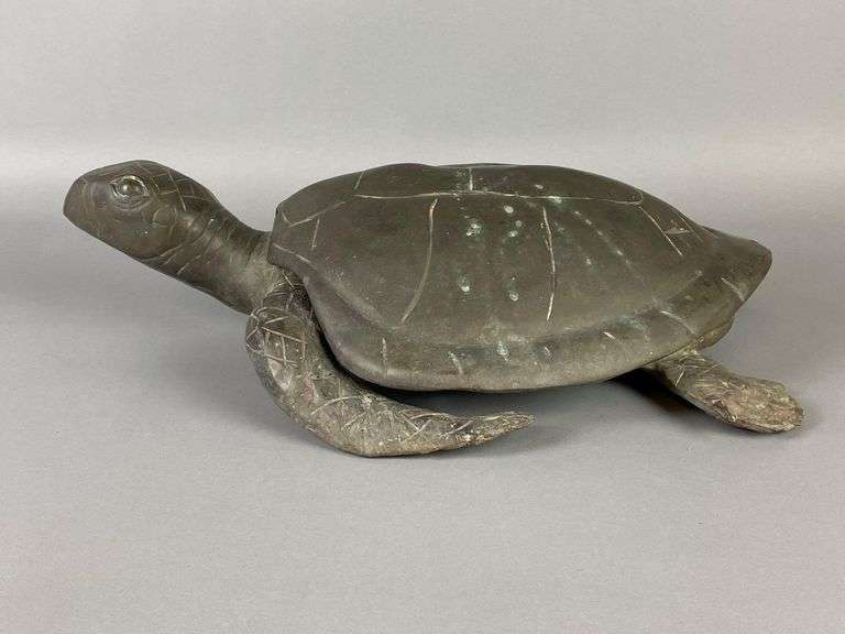 Cast Metal Turtle Statue with removable lid