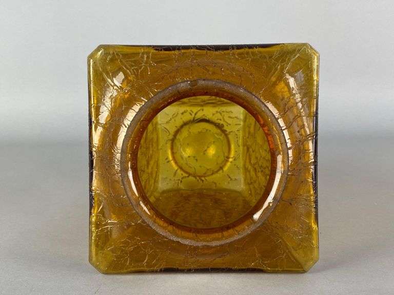 Antique Amber Crackle Glass Ceiling Fixture Lamp Shade