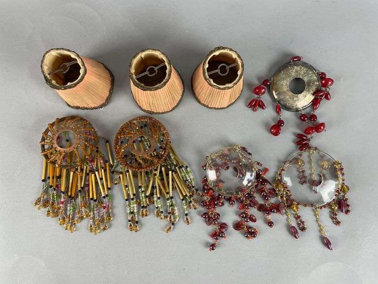 Group of Antique Beaded Lamp Shades
